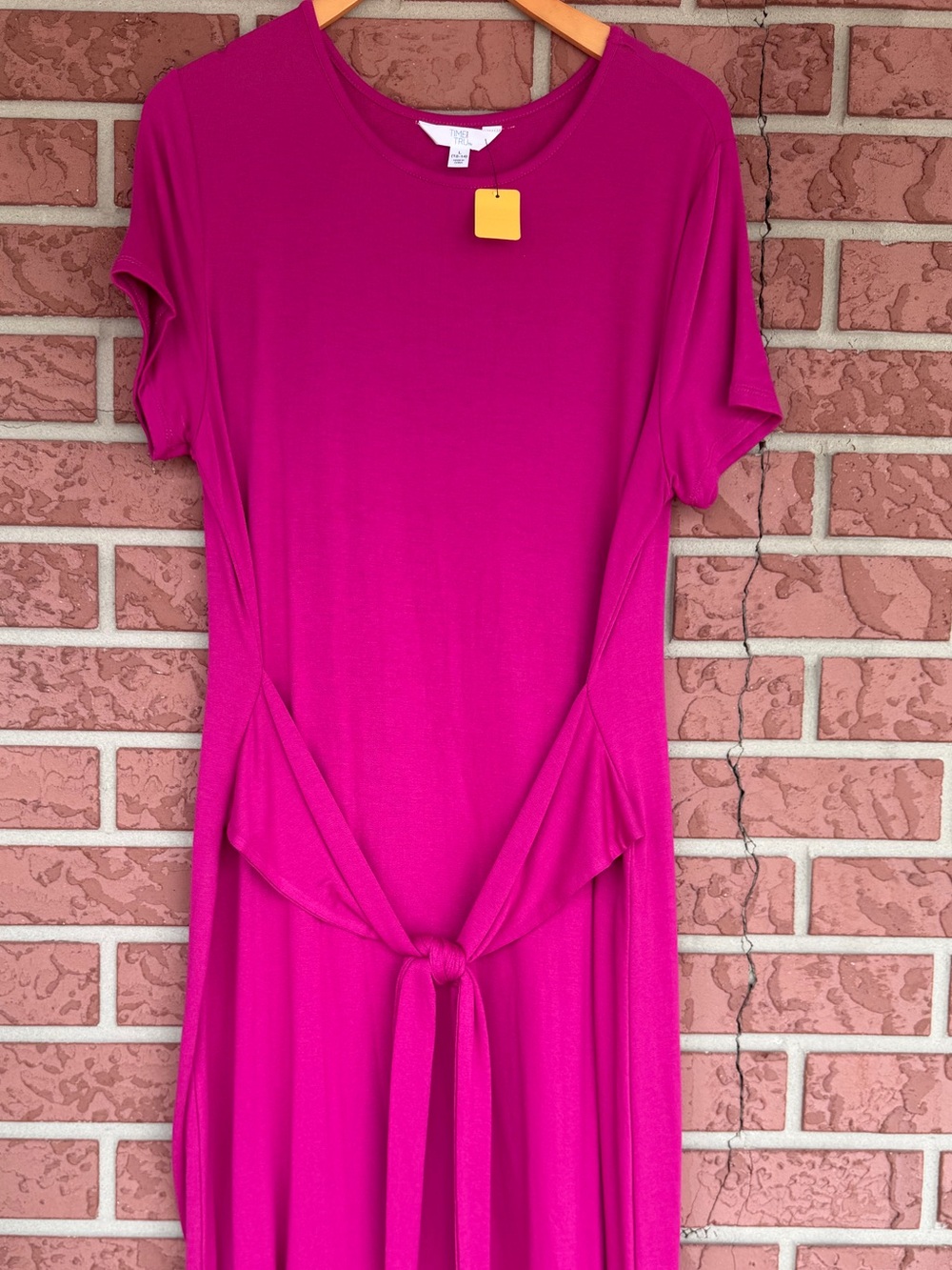 Time and Tru Fuchsia Tie-Front Midi Dress